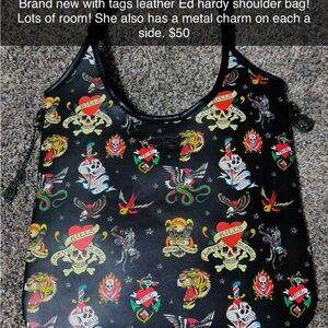 Ed Hardy Multicolor Tattoo-Inspired Shoulder Bag